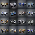 Запонки мужские, для рубашки, с кристаллами