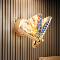led indoor lighting butterfly wall lamp modern bedside bedroom home decoration wall lamps staircase restaurant atmosphere light