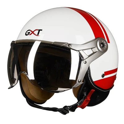 White Red GXT мотоциклетный шлем, мужские винтажные Ретро 3/4 шлемы, мотоциклетный велосипед, велосипедный скутер, шлемы, шлем ruby - Цвет: White Red
