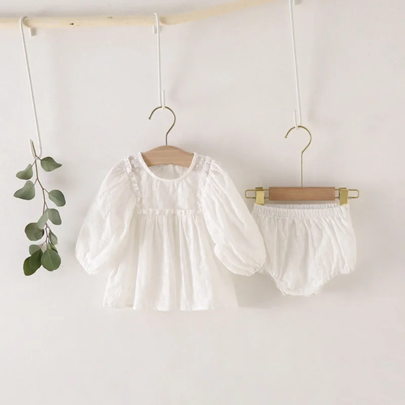 

MILANCEL 2021 Autumn New Girls Clothing Set Embroidery Blouse And Bloomers 2 Pcs Girls Suits