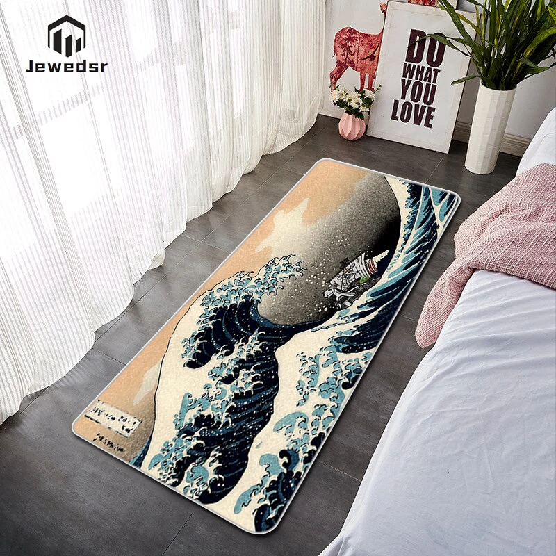 

Doormat Entrance Carpet Japanese Wave Print Furry Mat Kawaii Rug Bath Rugs Living Room Balcon Home Decor Floor Mats Hall Carpets