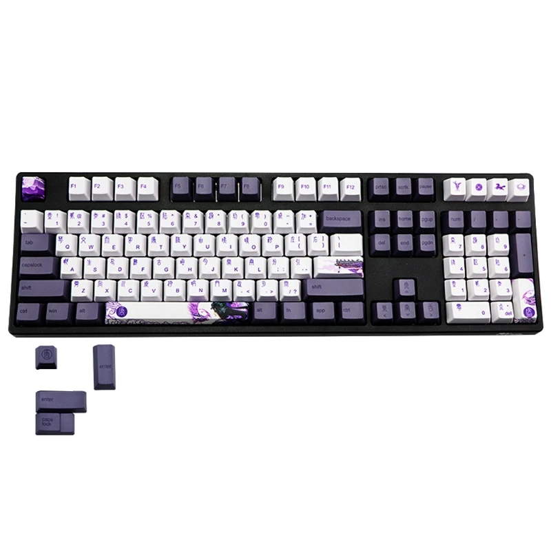 

113 Keys Purple Datang Keycap PBT Sublimation Keycaps OEM Profile Mechanical Keyboard Keycap Chinese Style GK61 GK64
