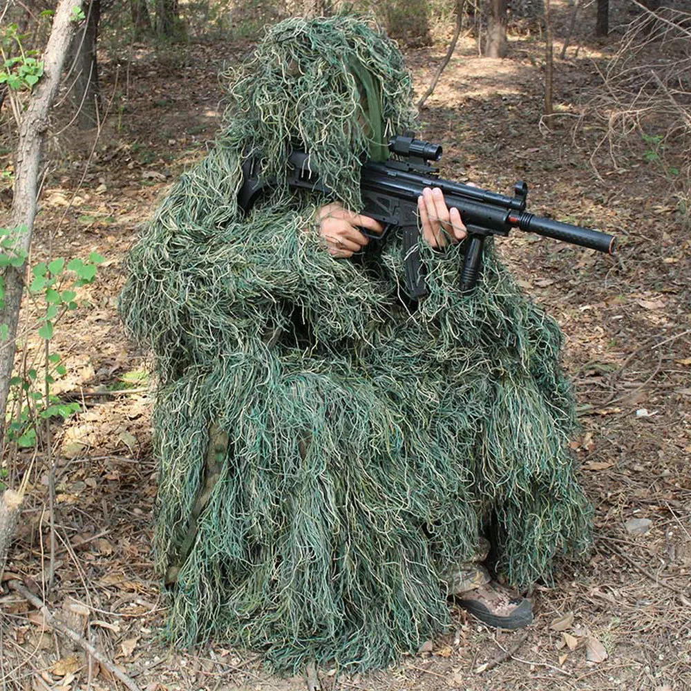 3D Лук Охота трава Ghillie пончо Снайпер пустыня камуфляж плащ для тренировок