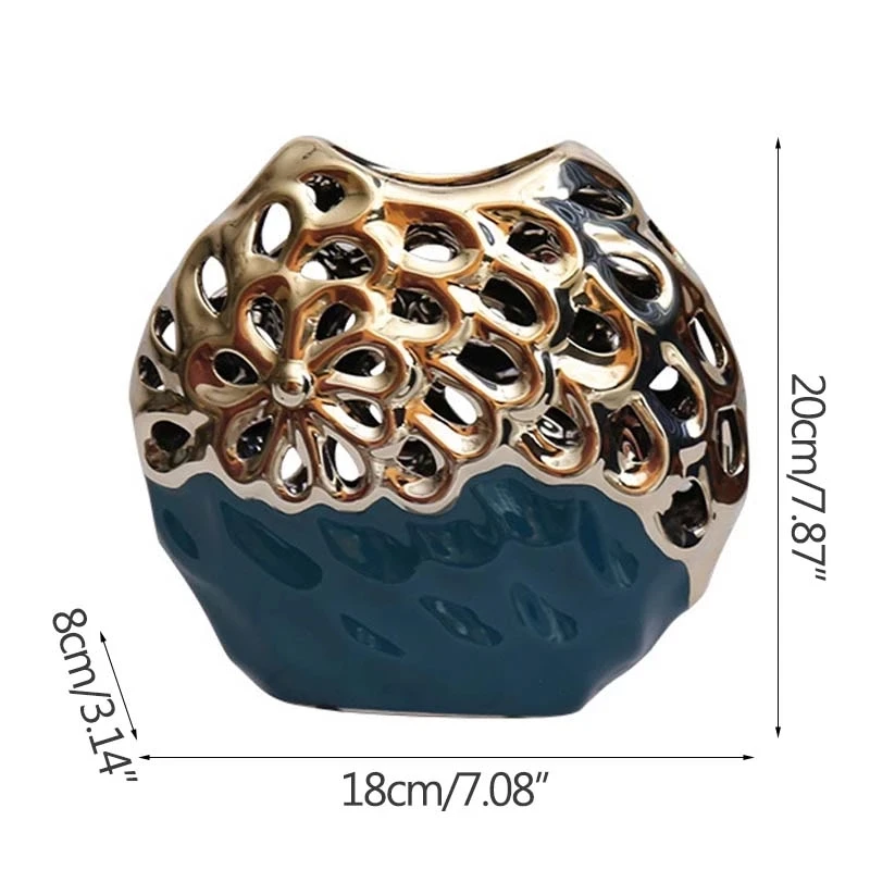 

Home Decoration Accessories European Artware Flower Vase Ornament Creative Ceramic Hollow Sculpture Room Desktop Decor Sculpture