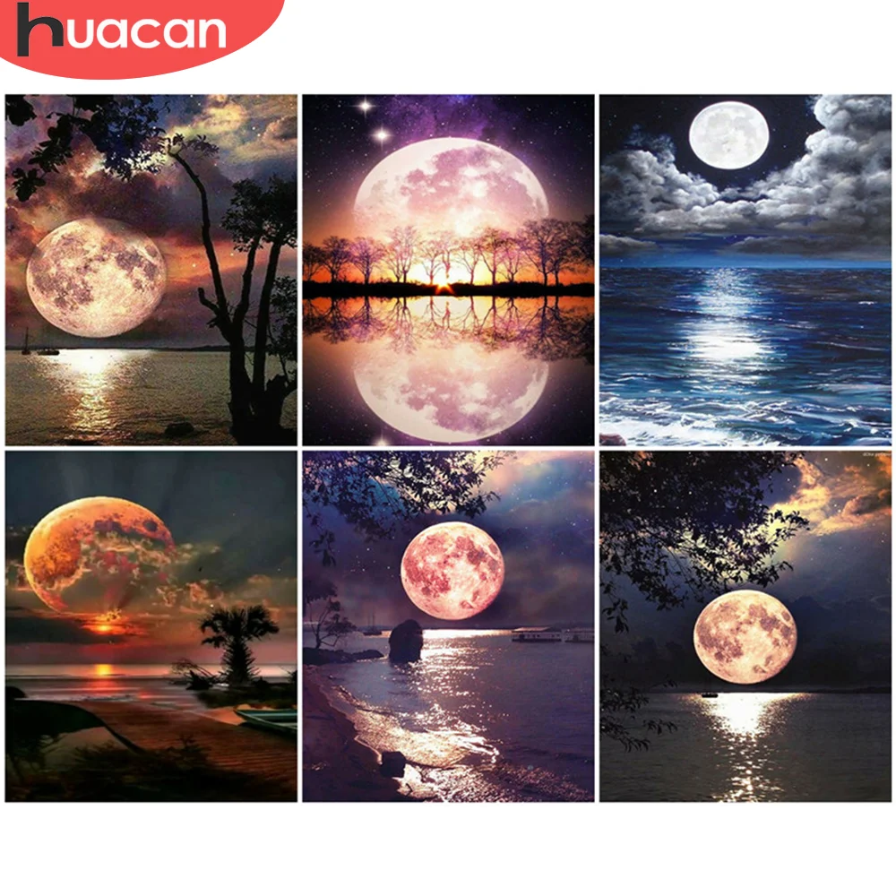 

HUACAN DIY картины по номерам наборы Луна рисунок на холсте Живопись по номерам пейзаж Ручная роспись картина искусство домашний декор