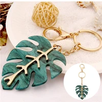 accessories pendant key ring foliage shape metal keychain christmas green leaf
