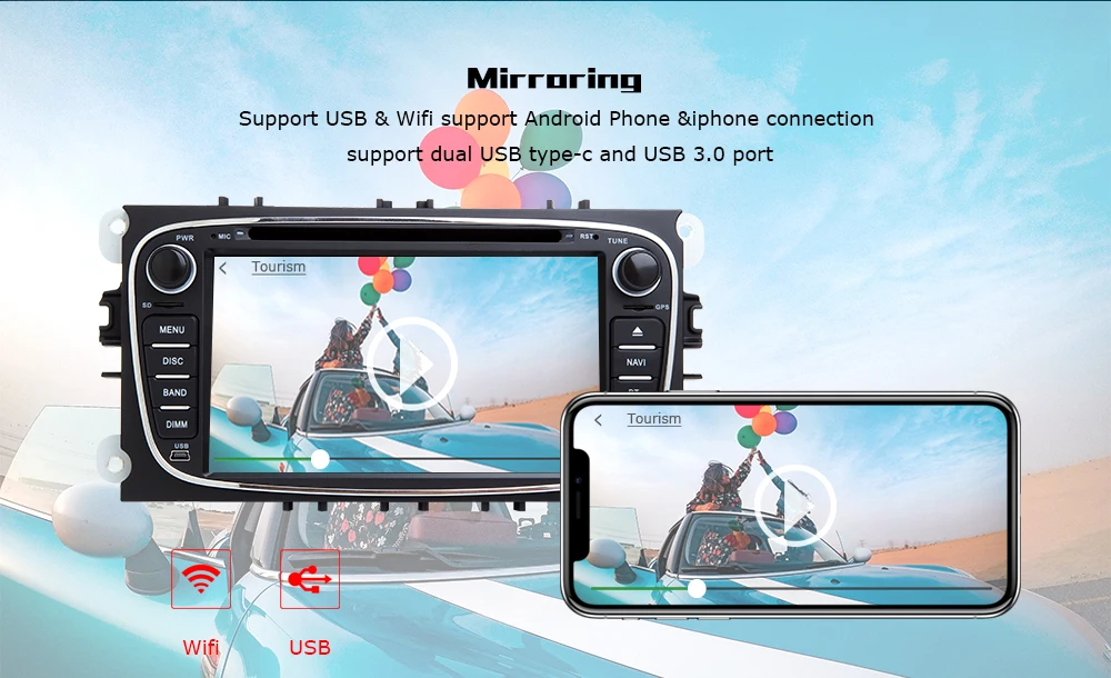 Ips DSP 8 Core 4G 64G 2 din Android 9 Автомагнитола для Ford Focus 2 3 mk2 Mondeo 4 Kuga Fiesta TransitConnect S-MAXC-MAX мультимедиа