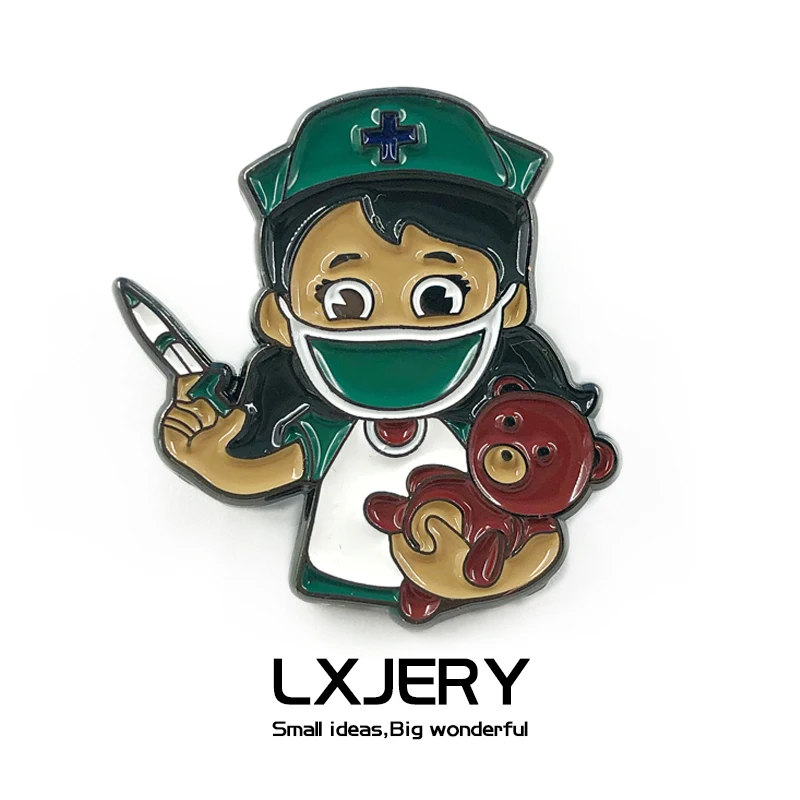 LXJERY мультяшный эмалевый значок для девушки медсестры на рюкзаке милый медведь