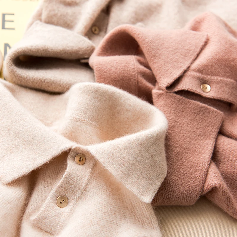

natural cashmere sweater women turn down collar stylish female wool sweaters long sleeves short female winter warm jacket