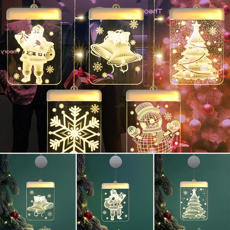 

Рождественский подвесной светильник, 3d Санта-Клаус, визуальный эффект, акриловый фон, фестиваль, тематический ночсветильник для вечерние Н...