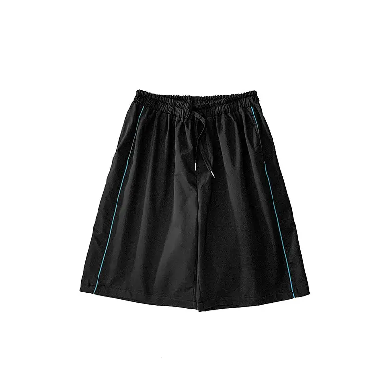 

Summer Drawstring Shorts Men's Fashion Black White Casual Shorts Men Streetwear Loose Straight Track Shorts Mens Beach Shorts