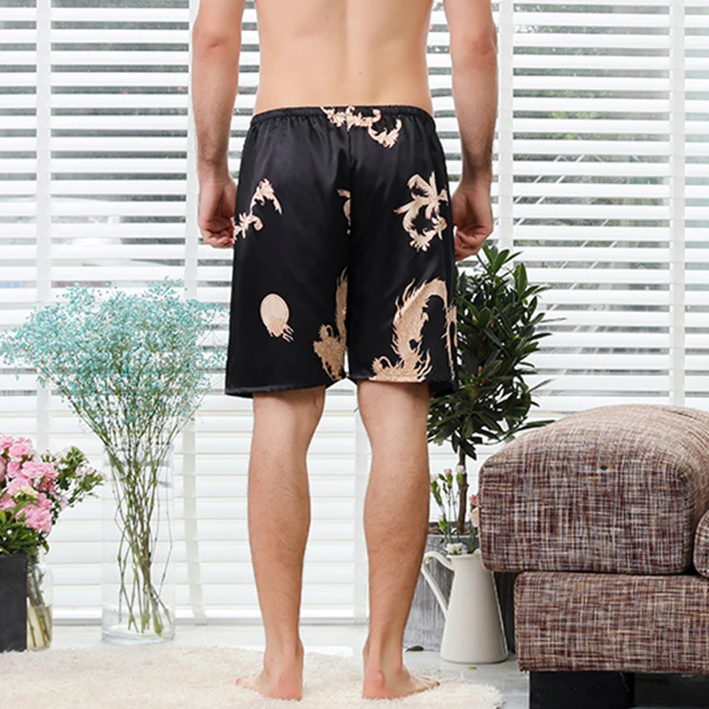 High-End New Simulation Silk Men's Pajama Pants Large Size Beach Pants Summer Breathable Casual Loose Men Shorts