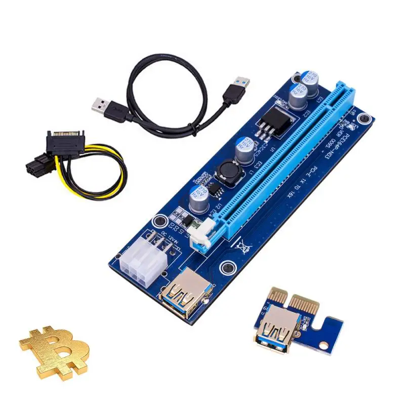 Райзер-карта Golden VER009S PCI-E 009S PCI Express PCIE 1X до 16X 60 см USB 3,0 кабель 6Pin питание для майнинга BTC
