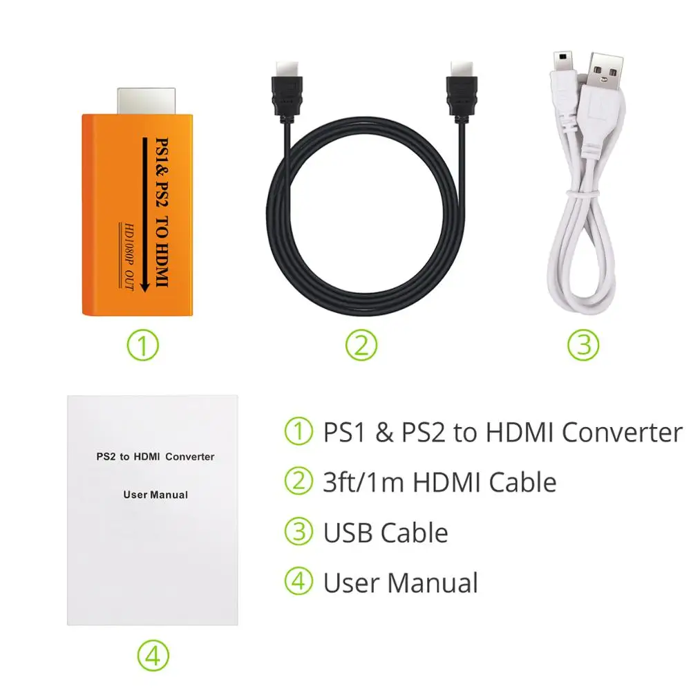 ESYNiC для PS1 PS2 в HDMI конвертер адаптер с 3 5 мм аудио разъем наушников фута кабель HDTV