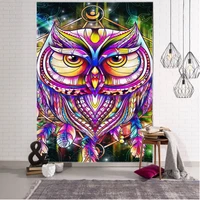 owl illustration decorative wall tapestry art deco blanket hanging bedroom living room decoration mystery mandala bohemia