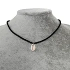 2022 Черная веревка, Простое Повседневное ожерелье с подвеской в виде ракушки, модное женское ожерелье-чокер, ювелирные изделия