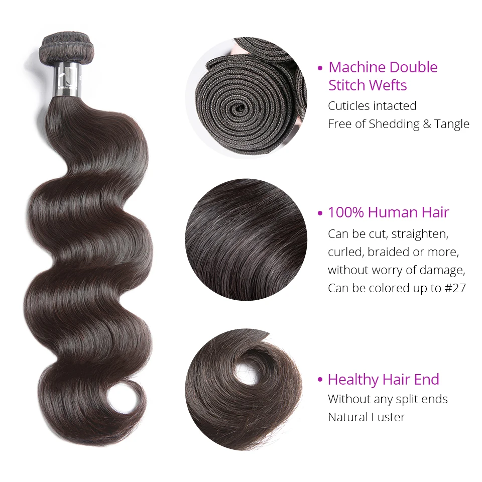 Бразильские волосы плетеные пучки 8 30 дюймов волнистые человеческие 7A