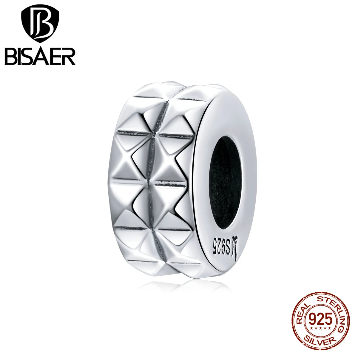 

Bisaer Beads New 925 Sterling Silver Geometry Charm for Original Silver Bracelet Pendant Fine DIY Charms Gift ECC1789