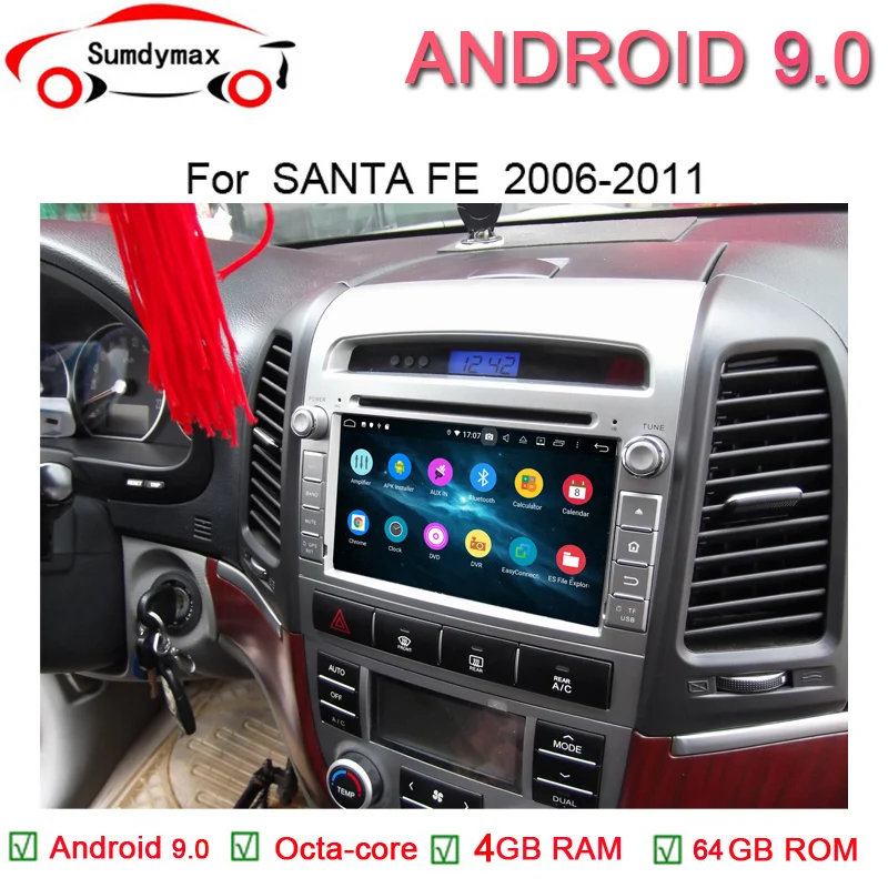 Android 10 0 автомобильный dvd плеер радио GPS Navi Стерео подходит HYUNDAI SANTA FE 2006 2007 2008 2012