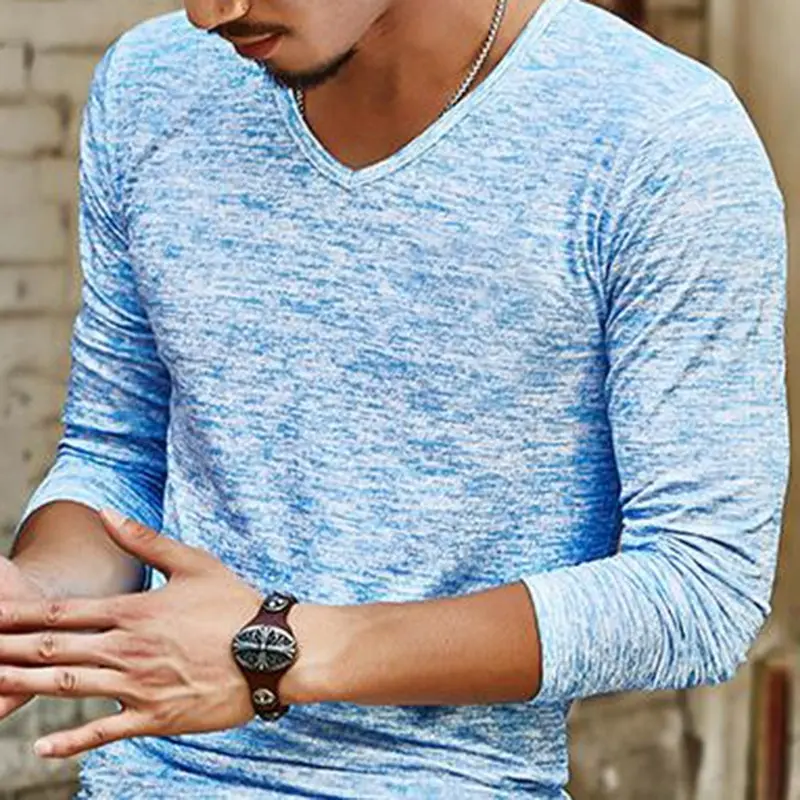 

2021 Men Casual T Shirts Long Sleeve Print Tops V neck Slim Tees Shirt Summer Mens Clothing Fashion Tshirt Oversized Undetshirts