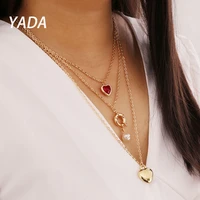 yada bohemia simple fashion imitation pearl presentnecklace for women love heart statement jewelry pendant necklaces se210023