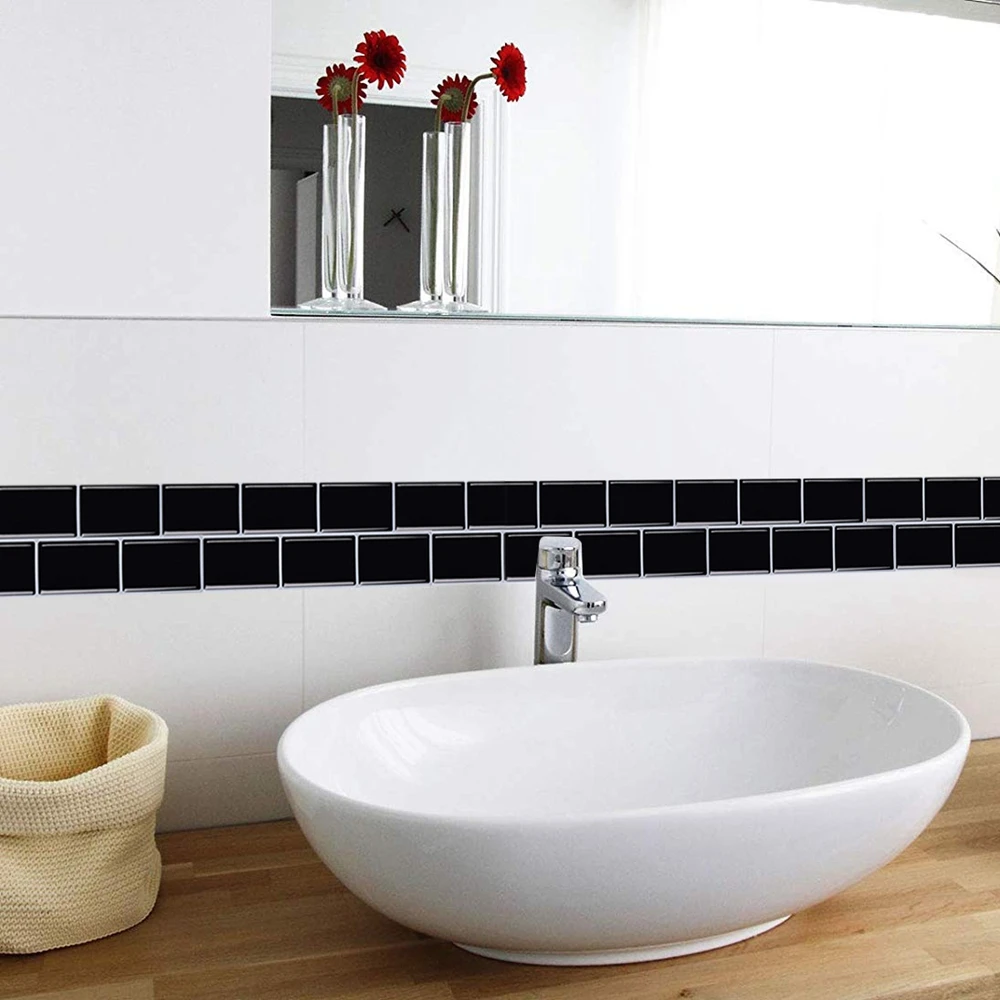 Яркие плитки классические черные обои водонепроницаемый кухонный Декор