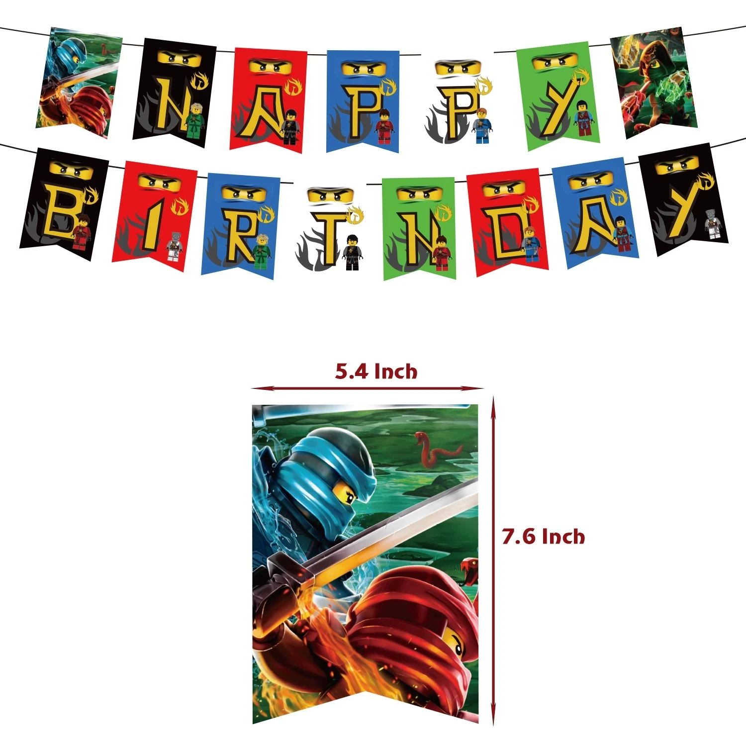 Воздушные шары ниндзя тематика латексные с днем рождения баннер Legoings Ninjagoed