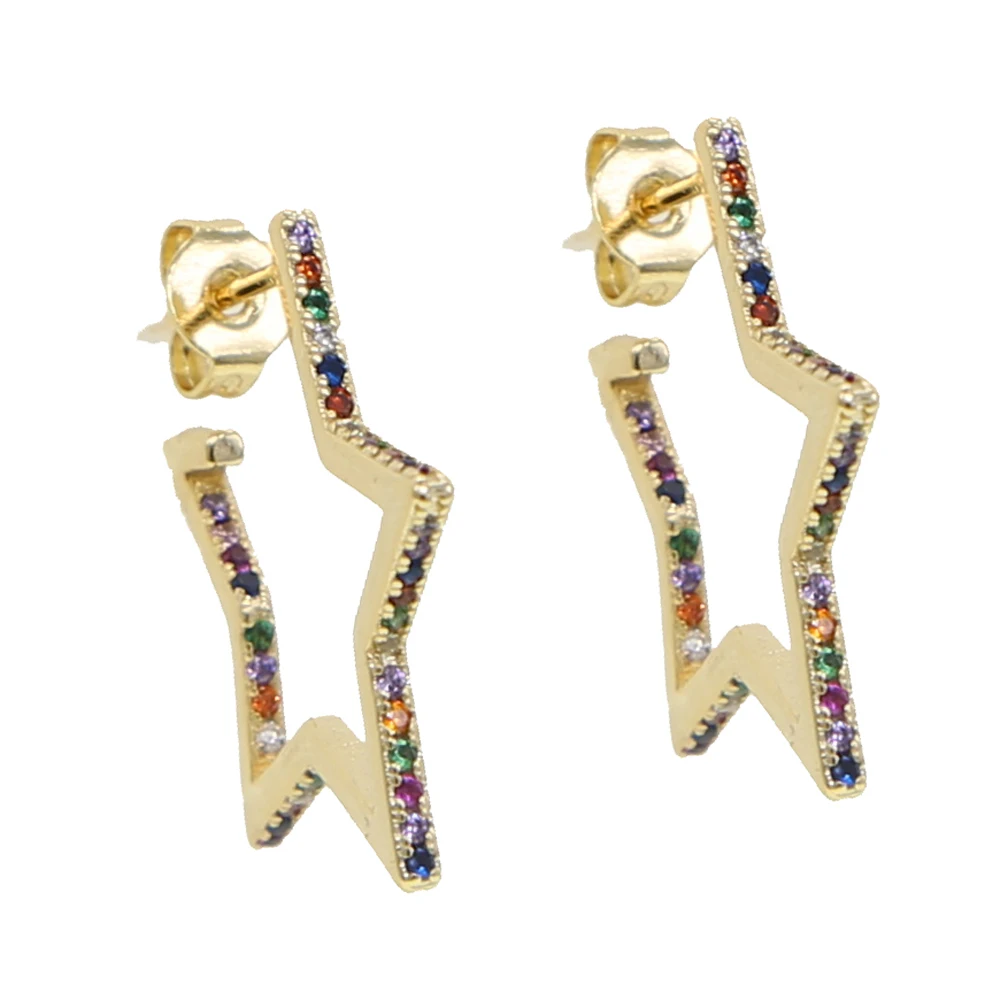 Новое поступление Аутентичные Разноцветные серьги-гвоздики золотого цвета с