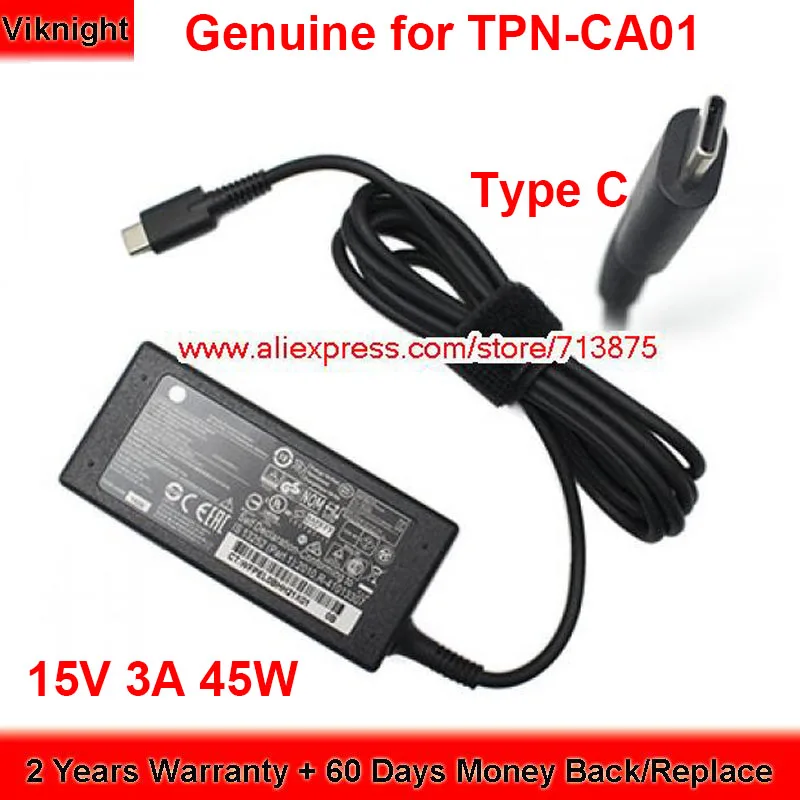 

Genuine TPN-CA01 TPN-CA02 15V 3A AC DC Adapter for HP ELITE X2 SPECTRE X360 X2 ELITE X2 1012 G1 CHROMEBOOK 11 G6 EE TPN-0216