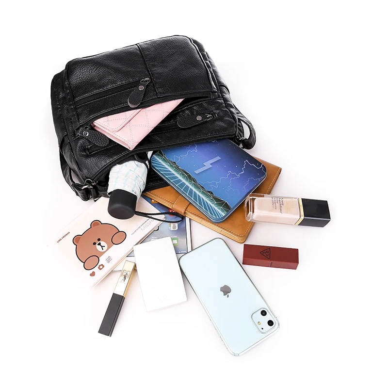 Сумка на плечо Женская многослойная Модный саквояж кросс боди из мягкой потертой