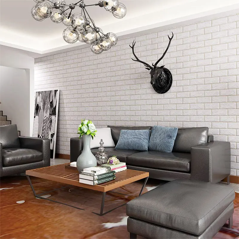 

3D Brick Wall Papers 12pcs Self Adhesive Foam Wallpaper Living Room Brick Stickers Bedroom Kids Room Brick Papers Home Decor