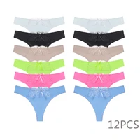 12 pcspack summer panties underwear women plus size bow sexy lingerie panty thongs and g string tanga t back seamless string