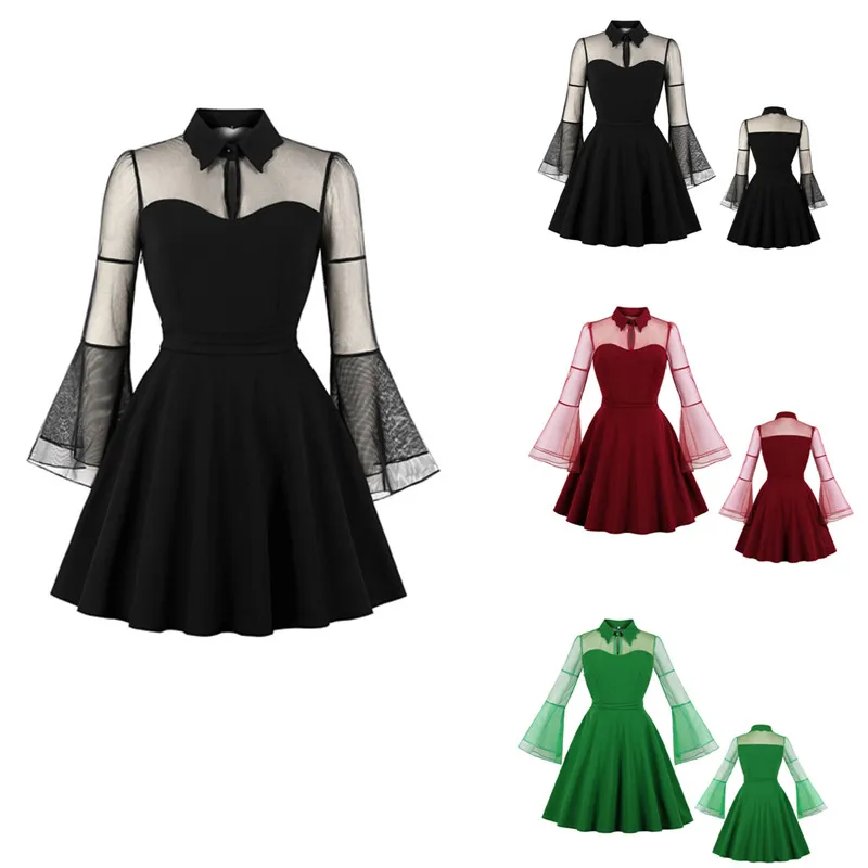 Женское Сетчатое платье в стиле панк готическое мини составного кроя с