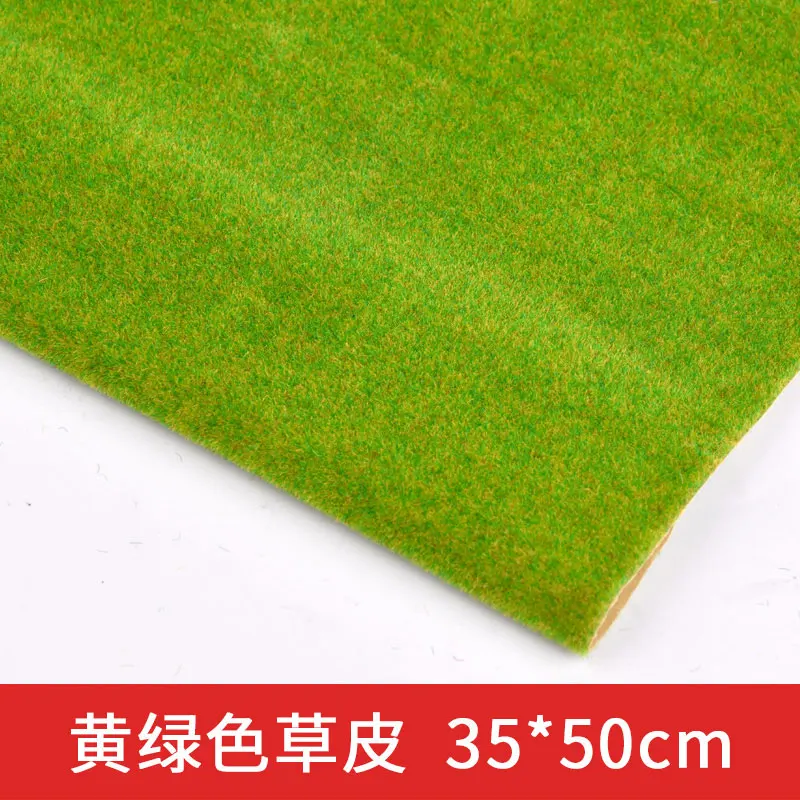yellow green 35x50cm Пейзаж трава коврик для модели поезд бумага расположение пейзажей газон Diorama аксессуары 25*25 см 35*50 см 35*100 см - Цвет: yellow green 35x50cm
