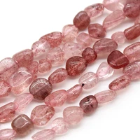 natural gem stone irregular strawberry quartz loose spacer bead 8 10mm for jewelry making diy bracelet earring accessories