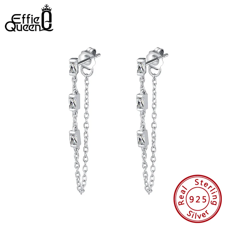 

Серьги-подвески из серебра 925 пробы, на цепочке, с текстурой AAAA серьги из циркона, украшения, BE238