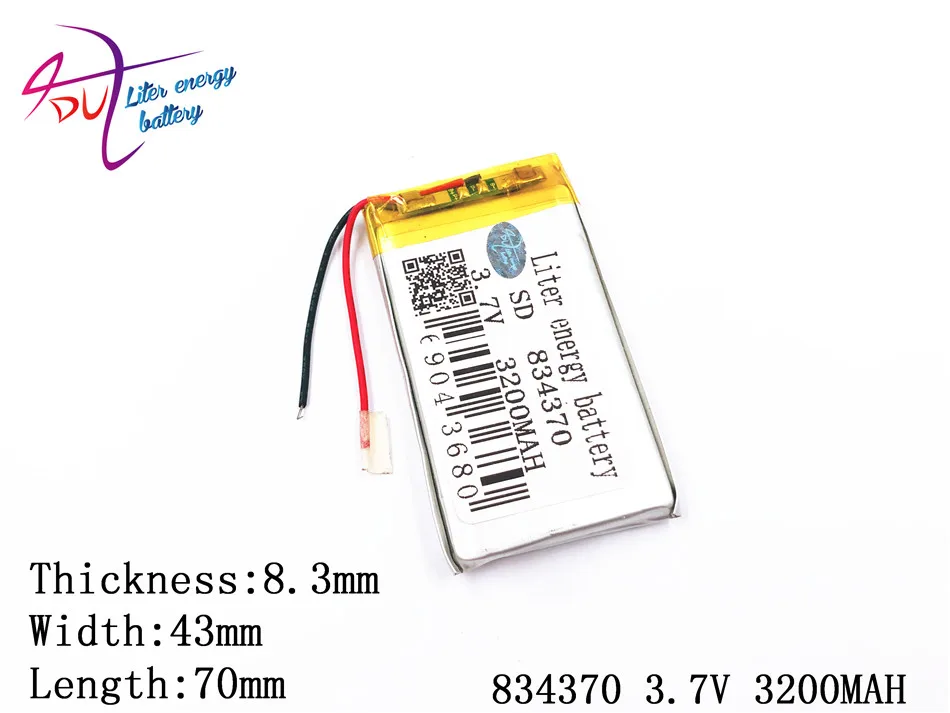 3 7 V 3200mAh 834370 полимер литий-ионный/литий-ионный аккумулятор для планшетных ПК банк
