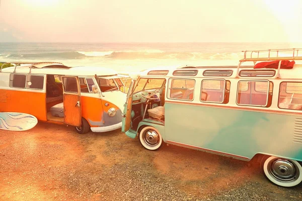 

Vintage Vans Parked on Beach Photo Art Print Poster 8x12 Inch Tin Metal Sign