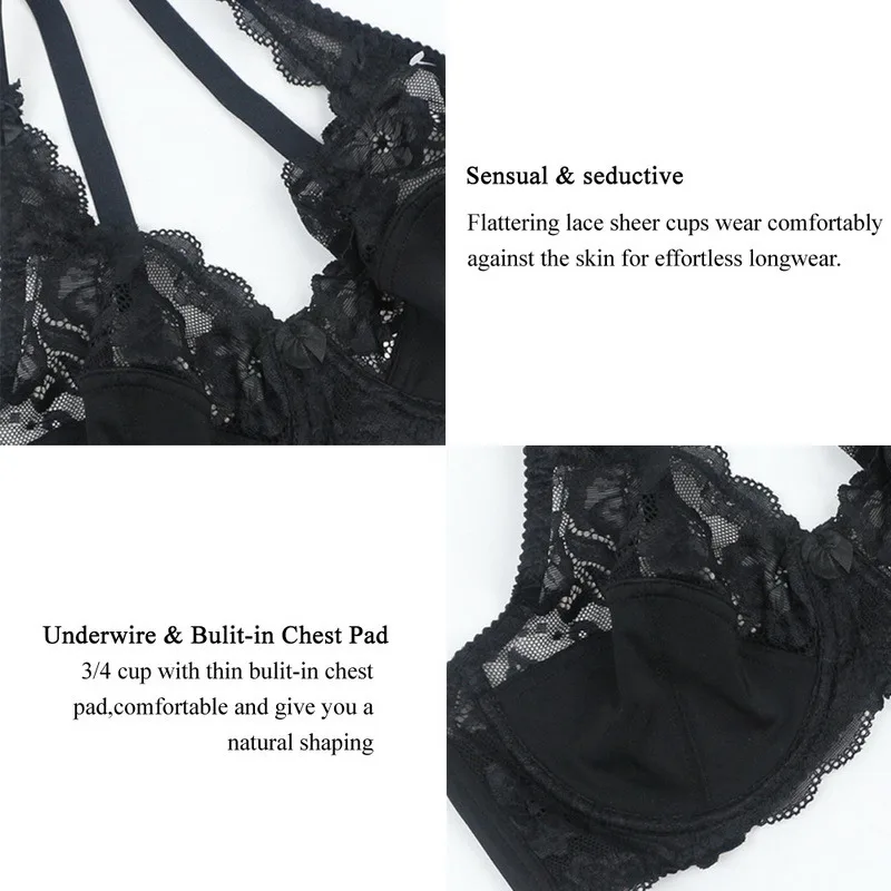 

SFIT 2021 Sexy LacePlus Size Bra Ultrathin Lace Bralette For Woman Push Up Brassiere Adjustable Full Cup Bras Underwear Girls