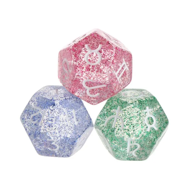 

9pcs Pearl 12 Sided Resin Dice Astrology Tarot Constellation Divination Dice