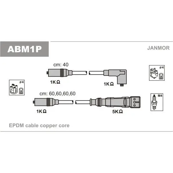 Комплект проводов Audi 100 2.0 AAD/ABK 91 JANMOR ABM1P|Мотоциклетный стартер| |