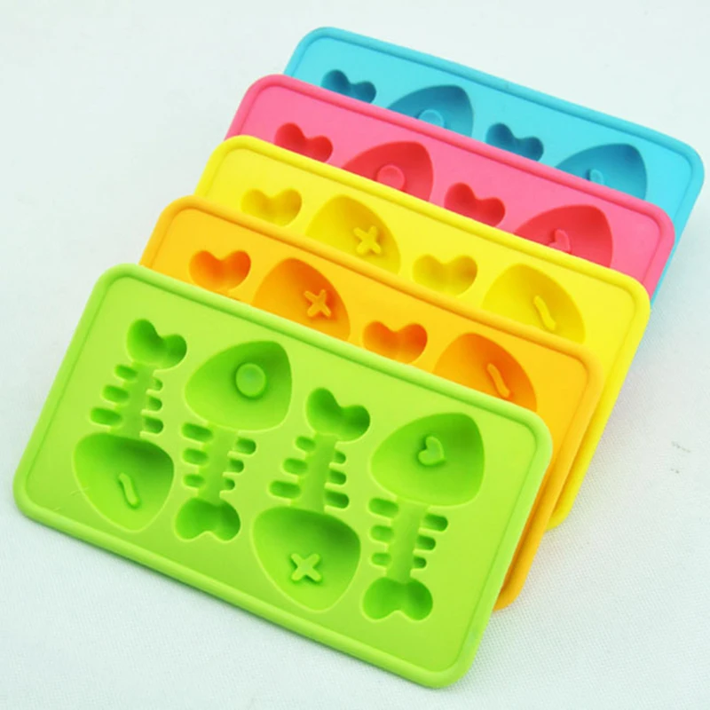 1 шт. новинка силиконовые рыбные кости ледяной кубик лоток стеклянная чашка для