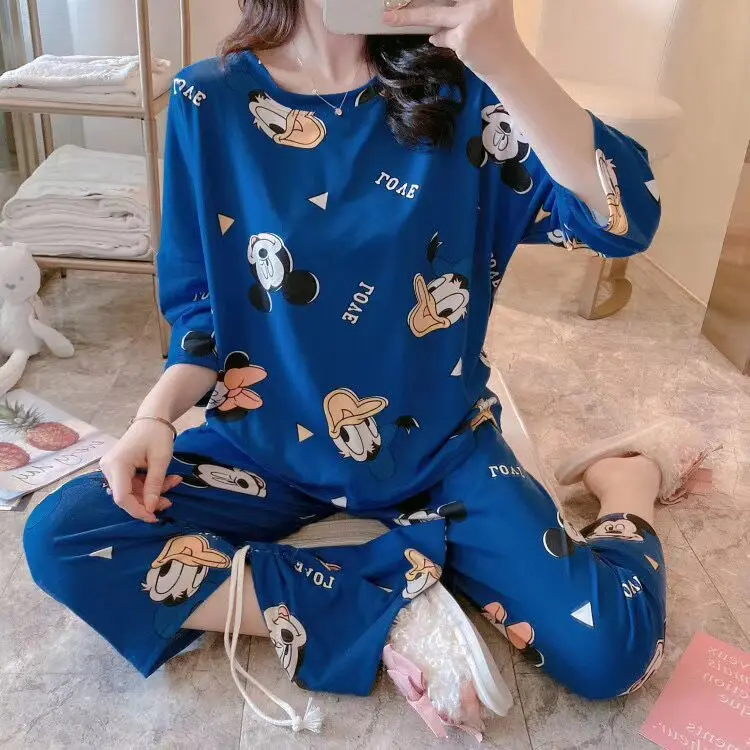 Disney женские ночные рубашки для девочек Сезон весна-лето Укороченные брюки белый