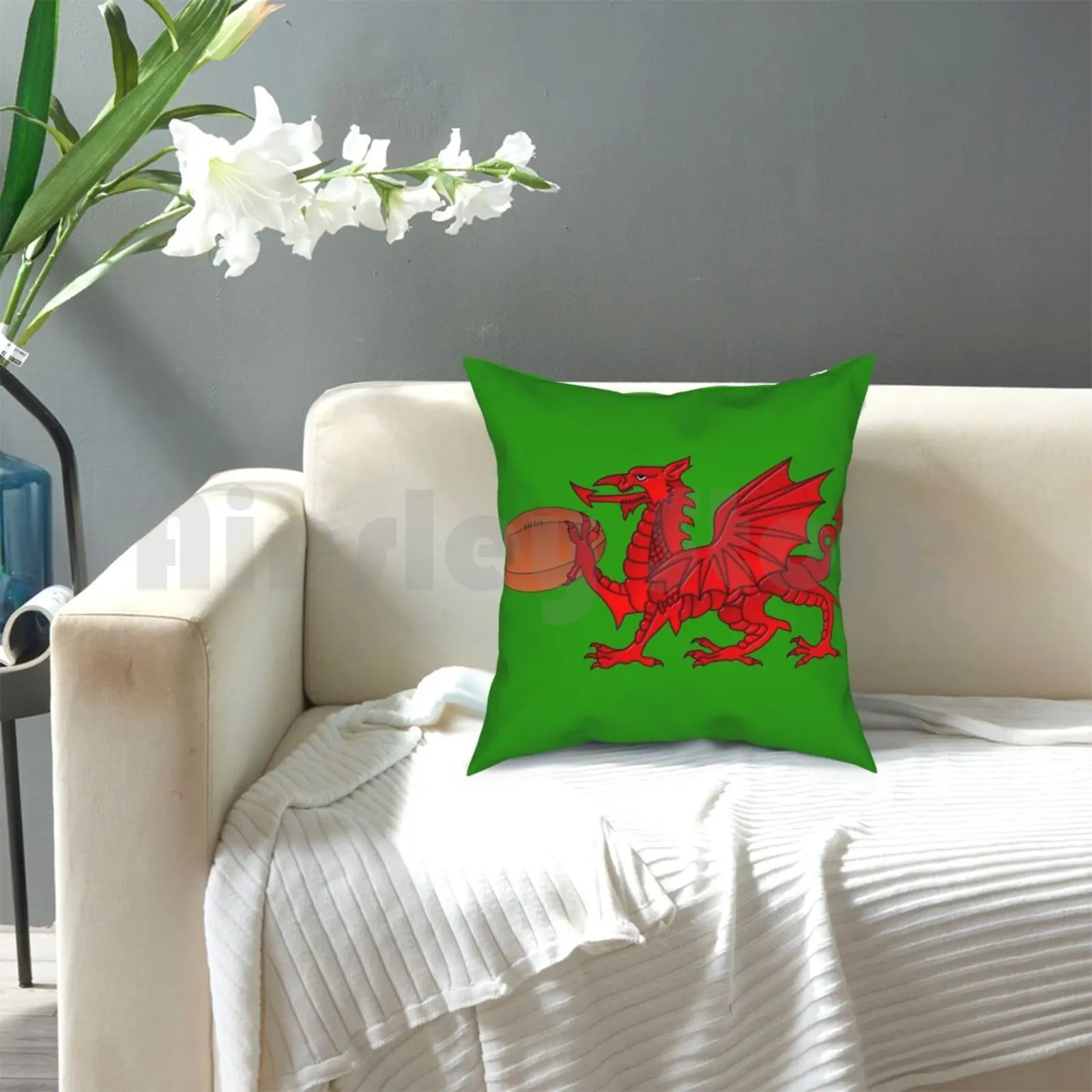 Чехол с валлийским драконом регби-мячом наволочка принтом для дома мягкий чехол