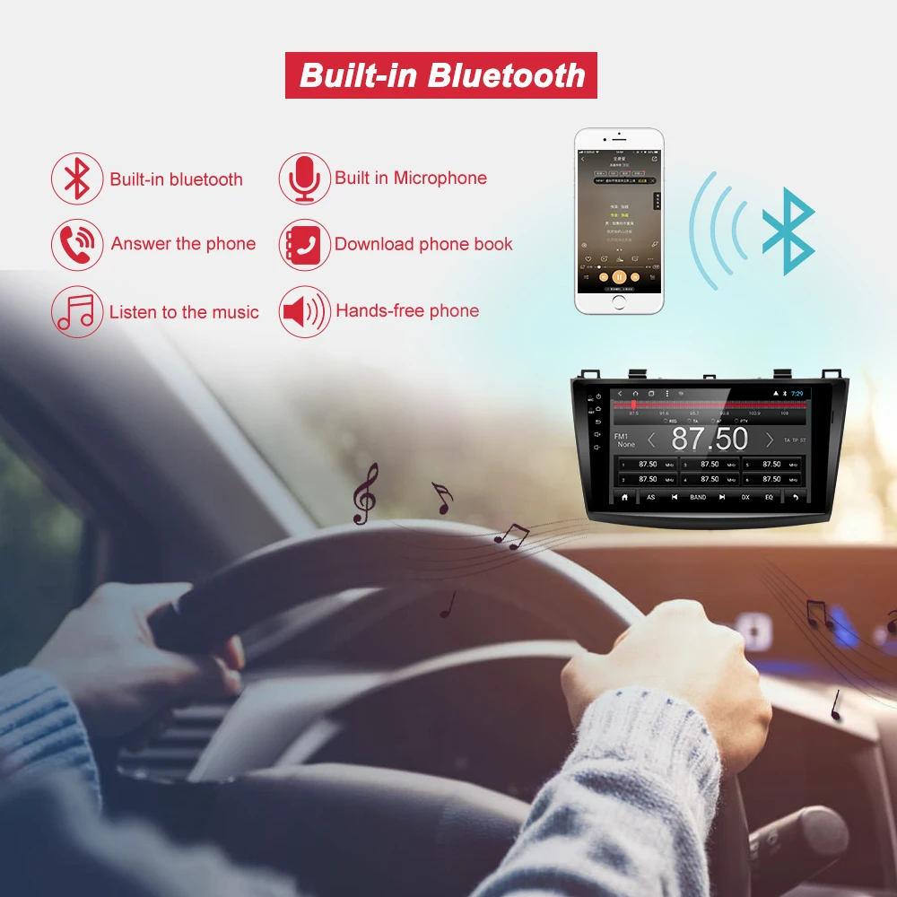 Bonroad 9 &quot2din Android8.1.0 Rom2G GPS Nav для Mazda 3 2009 2014 с видео Wifi Bluetooth Автомобильный плеер