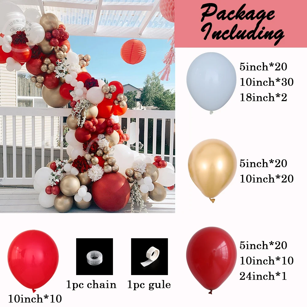 135 шт. рубиновые красные глянцевые жемчужные латексные воздушные шары зеркальные