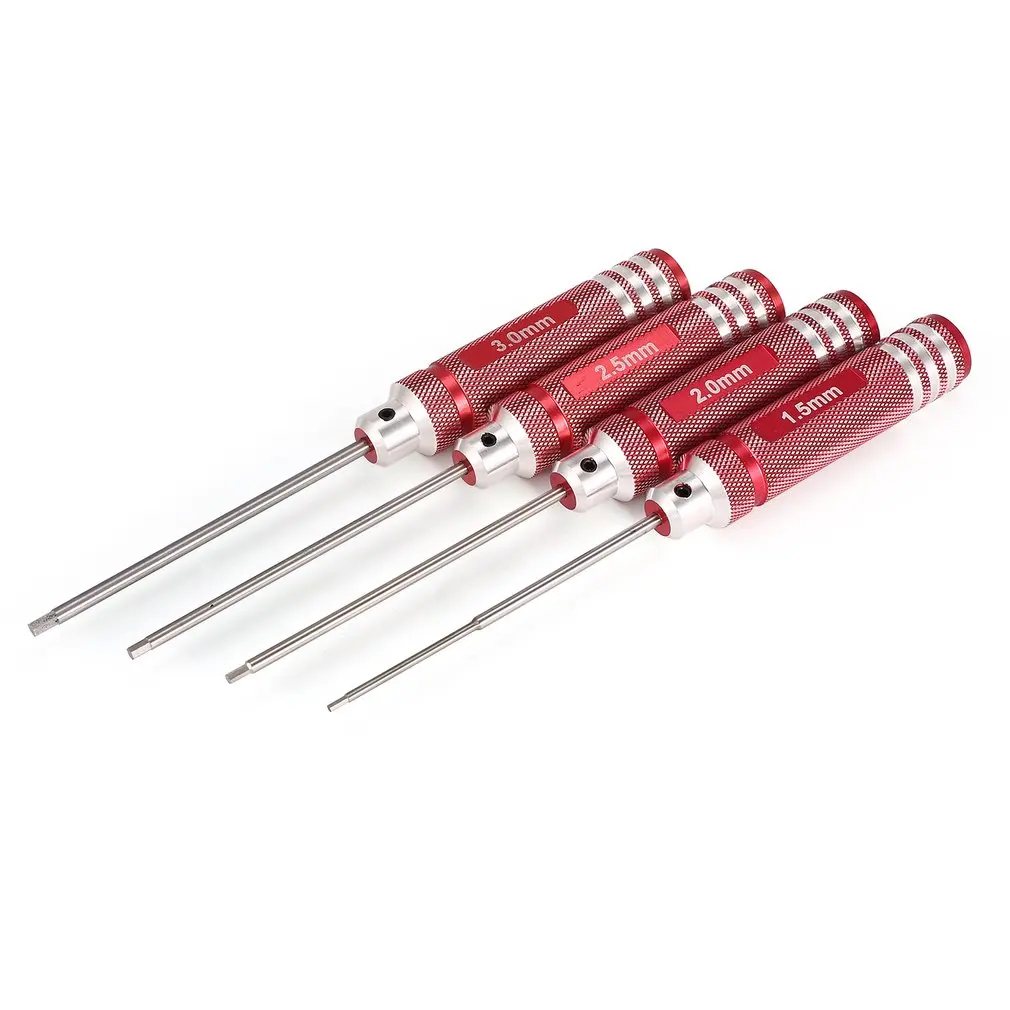 

4pcs Hex Screwdriver Set 1.5 2.0 2.5 3.0mm Titanium Plating Hardened Tools Kit For RC Helicopter HSP Traxxas Car Racing Drone