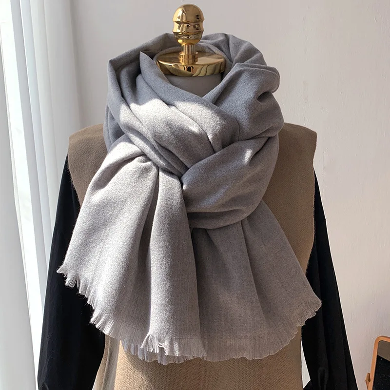 

Korean autumn and winter new classic solid color warm scarf women fashion imitation cashmere thickened student scarf dual-use sh