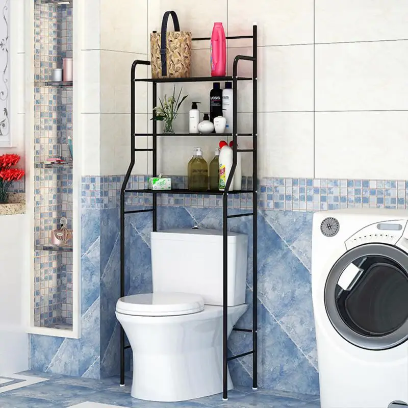 

Metal Toilet Rack Cabinet Shelving Kitchen Washing Machine Rack Bathroom Space-saving Shelf Stand Holder Bathroom HWC