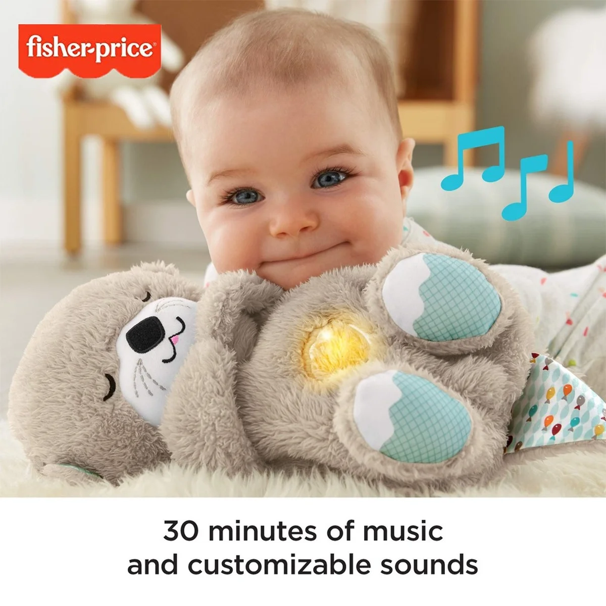 

Fisher Price Sound&Light Soothing Snuggle Otter Appease Snoring Little Otters Musical Doll for Baby Kids Educational Toys GHL41